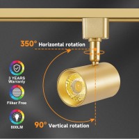 Vanoopee 5Color Gold Led Track Lighting Heads H Type Track Light Heads Dimmable 2000K 3000K 4000K 5000K 6000K Adjustable Flic