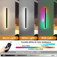 Modern Outdoor Wall Light, Modern Rgb Outdoor Wall Light Brightness 10%-100% Dimmable With Remote Control Smart Long Wall Light Featuring Multiple Modes And 12 Colors For Patio Entryway(31.4In, Rgb)