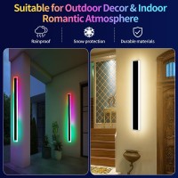 Modern Outdoor Wall Light, Modern Rgb Outdoor Wall Light Brightness 10%-100% Dimmable With Remote Control Smart Long Wall Light Featuring Multiple Modes And 12 Colors For Patio Entryway(31.4In, Rgb)