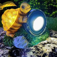 Sscdfdc Outdoor Garden Decor Statue Turtle Figurines Turtle With Solar Spot Lights Outdoor Waterproof For Patio Yard Lawn Porch