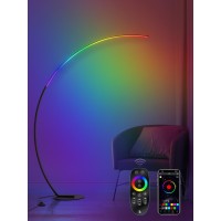 Lediary Arc Floor Lamp 65 Modern Standing Lamp With Remote Black Led Arch Lamps For Living Room Bedroom Office 3 Color Tempe