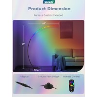 Lediary Arc Floor Lamp 65 Modern Standing Lamp With Remote Black Led Arch Lamps For Living Room Bedroom Office 3 Color Tempe