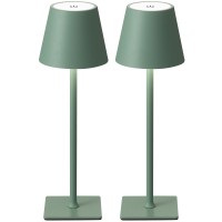 Kdg 2 Pack Cordless Table Lamp,Portable Led Desk Lamp, 5000Mah Battery Operated, 3 Color Stepless Dimming Up, For Restaurant/Bedroom/Bars/Outdoor Party/Camping/Coffee Shop Night Light(Green)