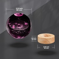 3D Solar System Crystal Ball Night Light 315 Inch Galaxy Planet Glass Ball Lamp With 16 Color Change Wooden Base And Remote Con