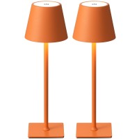 Kdg 2 Pack Cordless Table Lamp,Portable Led Desk Lamp, 5000Mah Battery Operated, 3 Color Stepless Dimming Up, For Restaurant/Bedroom/Bars/Outdoor Party/Camping/Coffee Shop Night Light(Orange)