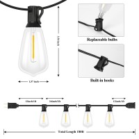 Brightever Outdoor String Lights 180Ft Patio Lights With 904 Dimmable St38 Shatterproof Led Bulbs Vintage Edison String Light