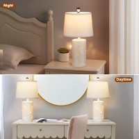 205 Modern White Ceramic Table Lamp Set Of 2 For Bedroom Living Room Desk Lamp Small Bedside Lamps With Nightlight For Study