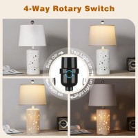 205 Modern White Ceramic Table Lamp Set Of 2 For Bedroom Living Room Desk Lamp Small Bedside Lamps With Nightlight For Study