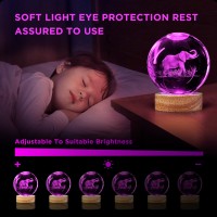 Oriamde 3D Elephant Crystal Ball Night Light 315 Inch Glass Ball Lamp With 16 Color Changing Wooden Base And Remote Control Ele