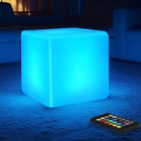 Yamport 16Inch Rechargeable Led Cube Chair 16 Colors Remote Conctrol Glow Ottoman With 7 Level Dimming 4 Lighting Modes Led F