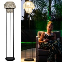 Solar Outdoor Floor Lamp - Cordless Outdoor Lamp - Solar Floor Lamp For Patio, Porch, Garden - Rattan Lights For Outside - Waterproof, Rechargeable, Weatherproof - Large-Sized Yard Lights