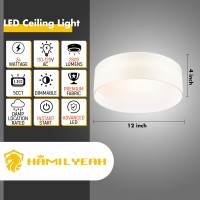 Hamilyeah Led Ceiling Light Flush Mount 24W White Fabric Flush Mount 12 Inch Traditional Modern Light Fixture Ceiling Mount 5C