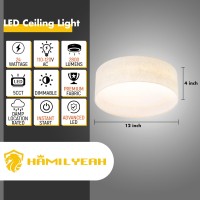 Hamilyeah Led Ceiling Light Flush Mount 24W 12Inch Kitchen Lighting Fixture Ceiling Mount With Fabric Shade Dimmable Ceiling L