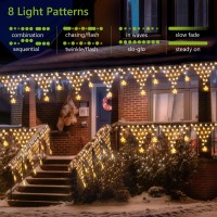 Christmas Lights Outdoor Decorations 218 Led 13.8Ft Curtain Fairy Lights With 12 Drops, Clear Wire Led String Light Decor With 8 Modes & Remote For Wedding Party Holiday Christmas Indoor Outdoor Decor