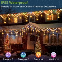 Christmas Lights Outdoor Decorations 218 Led 13.8Ft Curtain Fairy Lights With 12 Drops, Clear Wire Led String Light Decor With 8 Modes & Remote For Wedding Party Holiday Christmas Indoor Outdoor Decor