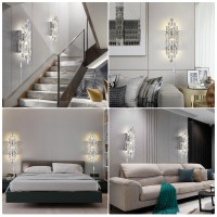 Kaiyuan Modern Plug In Wall Sconce Crystal Wall Sconces Indoor Wall Lamp For Bedroom Chrome Light Fixture With Plug In Switch Va