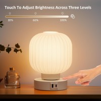 Elenhome Touch Bedside Table Lamp Small Table Lamps 3 Way Dimmable With Usb Ca Charging Ports Bedroom Nightstand Living R