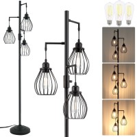 Dylbrihom 685 Dimmable Floor Lamp Industrial Farmhouse Floor Lamps With Elegant Teardrop Cages Rustic Floor Lamps Black Ta