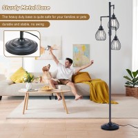 Dylbrihom 685 Dimmable Floor Lamp Industrial Farmhouse Floor Lamps With Elegant Teardrop Cages Rustic Floor Lamps Black Ta