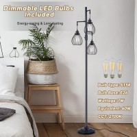 Dylbrihom 685 Dimmable Floor Lamp Industrial Farmhouse Floor Lamps With Elegant Teardrop Cages Rustic Floor Lamps Black Ta