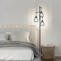 Dylbrihom 685 Dimmable Floor Lamp Industrial Farmhouse Floor Lamps With Elegant Teardrop Cages Rustic Floor Lamps Black Ta