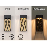 Oupavocs Outdoor Wall Lights Led, Black Exterior Porch Lights Fixtures Wall Mount With Water Ripple Glass, Modern Outdoor Wall Sconce Lighting 2700K Warm White For Front Porch, Garage, Patio