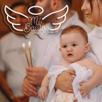 Mi Bautizo Neon Sign For Baptism Decorations Wall Decor Angel Wings Mi Bautizo 177 92 Inches Led Neon Sign Mi Bautizo Sign