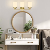 Halialumi Brushed Gold Bathroom Light Fixtures 3Light Gold Vanity Lights Brass Bathroom Lights Over Mirror Midcentury Modern W