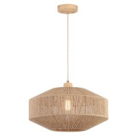 Hchunqjor Coastal Large Woven Pendant Light Fixture 17.8 Inch One-Light Adjustable Natural Hemp Rope Cage Pendant Lighting For Kitchen Island Dining Room Living Room Farmhouse