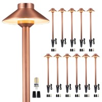 Gardenreet Brass 12V Path Lights Outdoor Ip65 Waterproof Low Voltage Landscape Pathway Lightshat Copper For Walkway Driveway