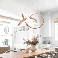 Mayna Modern Led Chandelier Led Pendant Light In Wood Finish Adjustable Height Chandeliers With Irregular Ring Modern Chandel