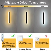 Levxhotty 39Inch 2Pcs Modern Outdoor Wall Light,Dimmable 3000K-6000K Linear Outdoor Wall Sconce Waterproof Ip65,Black Led Long Outdoor Lights For Garage Exterior Wall Mount Lights