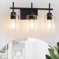 Dsmjfu Matte Black Bathroom Vanity Light 3 Light Bathroom Light Fixtures Over Mirror Modern Black Vanity Lighting Fixture With