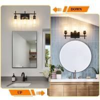 Dsmjfu Matte Black Bathroom Vanity Light 3 Light Bathroom Light Fixtures Over Mirror Modern Black Vanity Lighting Fixture With