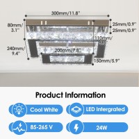 Finktonglan Led Crystal Ceiling Light Modern Flush Mount Rectangular Ceiling Lamp K9 Stainless Steel Ceiling Lights Fixture Chan