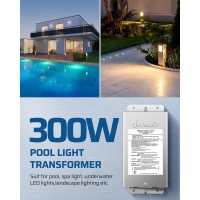 Dewenwils 300W Low Voltage Pool Light Transformer, 120V Ac To 12V/13V/14V Ac, Multi-Tap Safety Transformer For Pool Lighting, Spa, Underwater Fountain Lights, Outdoor Landscape Lights