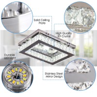 Finktonglan Modern Led Crystal Ceiling Light Rectangular Ceiling Lamp K9 Stainless Steel Flush Mount Chandelier Ceiling Lights F