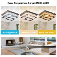 Finktonglan Crystal Led Ceiling Light Modern Rectangular Ceiling Lamp K9 Stainless Steel Flush Mount Chandelier Ceiling Lights F