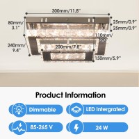 Finktonglan Crystal Led Ceiling Light Modern Rectangular Ceiling Lamp K9 Stainless Steel Flush Mount Chandelier Ceiling Lights F