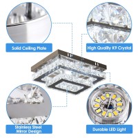 Finktonglan Crystal Led Ceiling Light Modern Rectangular Ceiling Lamp K9 Stainless Steel Flush Mount Chandelier Ceiling Lights F