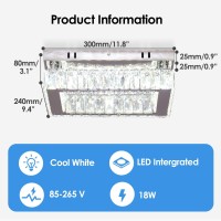 Finktonglan Led Crystal Ceiling Light Modern Rectangular Ceiling Lamp K9 Stainless Steel Flush Mount Ceiling Lights Fixture Chan