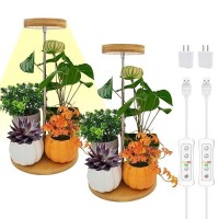 Plant Grow Light For Indoor Plant Bamboo Mini Led Grow Light Garden Height Adjustable Automatic Timer With 81216 Hours