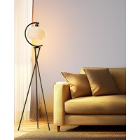 Lightdot Dimmable Brightness Adjustable Globe Floor Lamp White Pole Standing Lamps With 5Pcs 3000K G9 Bulbs Mid Century Mode