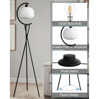 Lightdot Dimmable Brightness Adjustable Globe Floor Lamp White Pole Standing Lamps With 5Pcs 3000K G9 Bulbs Mid Century Mode