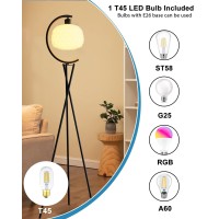 Lightdot Dimmable Brightness Adjustable Globe Floor Lamp White Pole Standing Lamps With 5Pcs 3000K G9 Bulbs Mid Century Mode