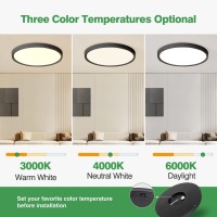 4Pk 158 Inch Black Led Flush Mount Ceiling Light 32W 3480Lm 3000K4000K6000K Cct Selectable Round Flat Panel Light Low Pro