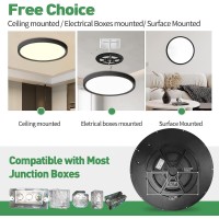 4Pk 158 Inch Black Led Flush Mount Ceiling Light 32W 3480Lm 3000K4000K6000K Cct Selectable Round Flat Panel Light Low Pro