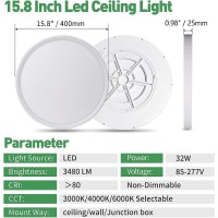 4Pk 158 Inch Led Flush Mount Ceiling Light 32W 3480Lm 3000K4000K6000K Cct Selectable Round Flat Panel Light Low Profile C