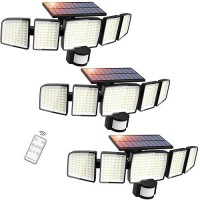 Atfoyer Solar Outdoor Lights 326 Led 4000Lm 5 Heads Motion Sensor Outdoor Lights With Remote Security Light With Ip65 Waterproo