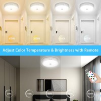 Toowell Rechargeable Motion Sensor Light With Remote Battery Operated Ceiling Light 5 Brightness 4 Color Temperature Dimmable